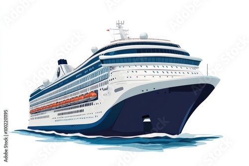 Cruise Ship Isolated. Luxury Ocean Voyage on Isolated Nautical Vessel