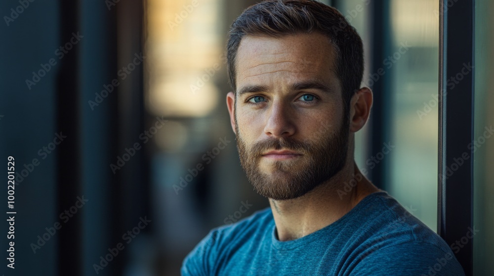 Close-up Portrait of a Bearded Man with Blue Eyes Close-up Portrait of a Bearded Man with Blue Eyes