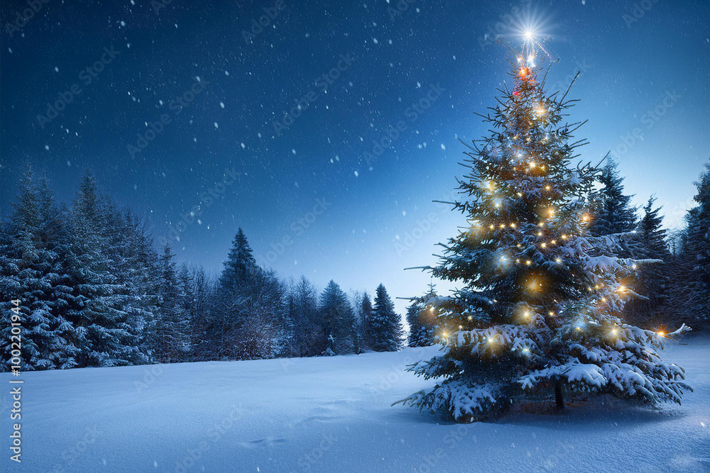 Fototapeta premium Sapin de Noël enneigé