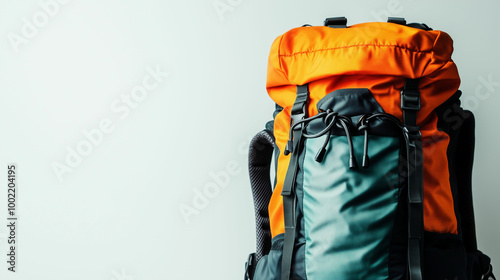 Close-up view of a durable outdoor camping backpack showcasing vibrant colors and functional design for adventure seekers