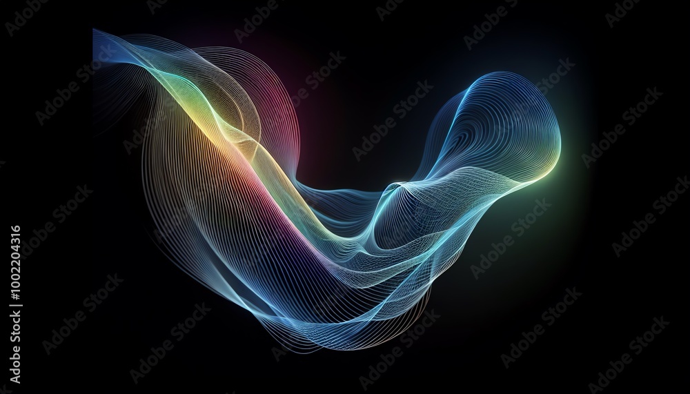Obraz premium A digital artwork of a smooth flowing wave of lights or energy