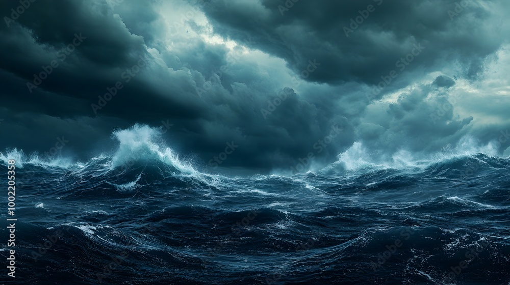 Massive towering waves crashing violently against an unseen barrier in the mysterious Bermuda Triangle creating a dramatic and seascape Massive towering waves crashing violently against an unseen barrier in the mysterious Bermuda Triangle creating a dramatic and seascape