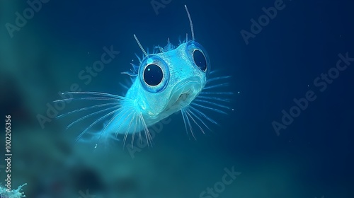 Mesmerizing Close Up of a Metallic Deep Sea Hatchetfish with Iridescent Reflective Body and Large Eyes   Underwater Macro Photography Showcasing the Alien Like Beauty and Intriguing Details of this photo