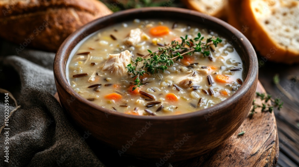 Cozy Winter Chicken and Wild Rice Soup Banner with Room for Custom Text Cozy Winter Chicken and Wild Rice Soup Banner with Room for Custom Text