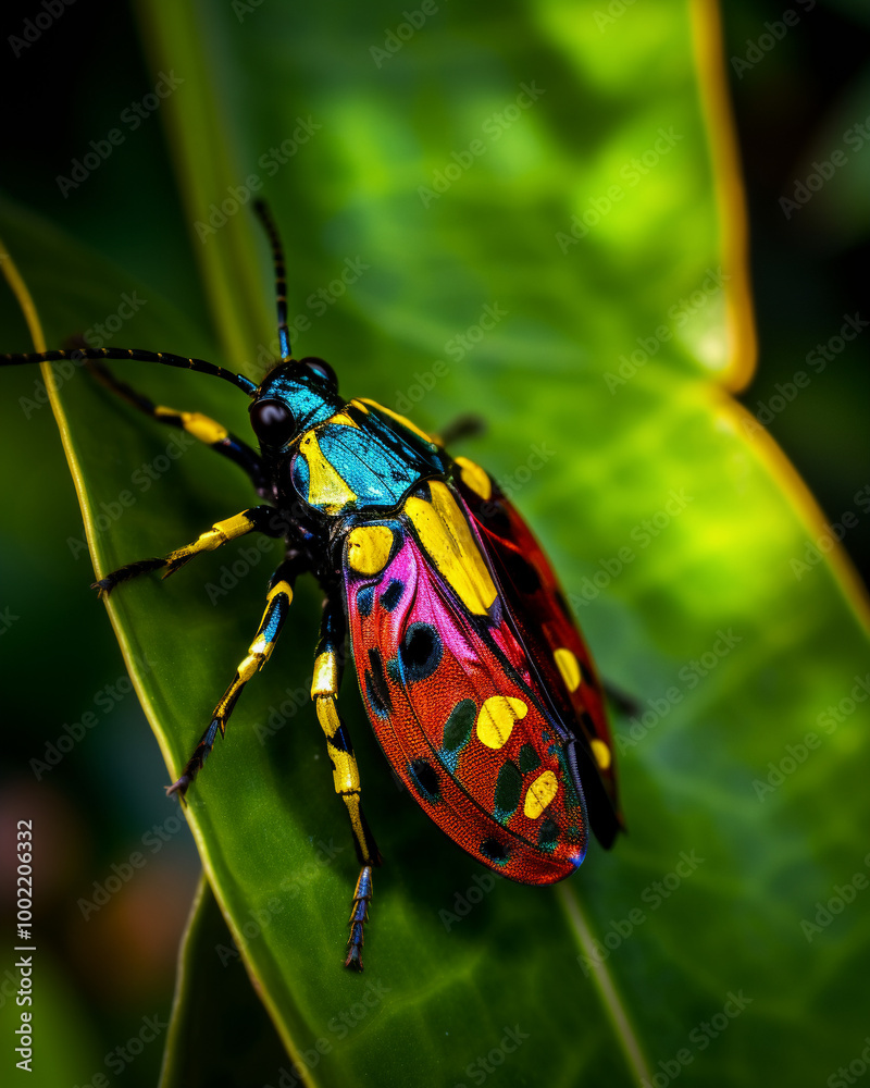 A multicolor insect on leaf that creates a stunning Gift for Her as a gift A multicolor insect on leaf that creates a stunning Gift for Her as a gift