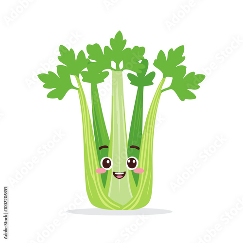 Celery Vegetable Cute Cartoon Fresh Animation Kawaii Healthy Character
