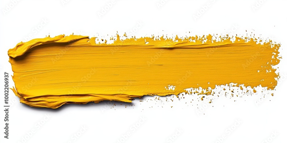 Fototapeta premium Yellow Paint Stroke Isolated on White Background