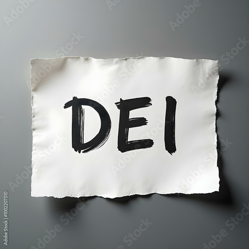 DEI Diversity, Equity, and Inclusion Symbol on Elegant Paper | Business Concept on Gray Background with Copy Space photo