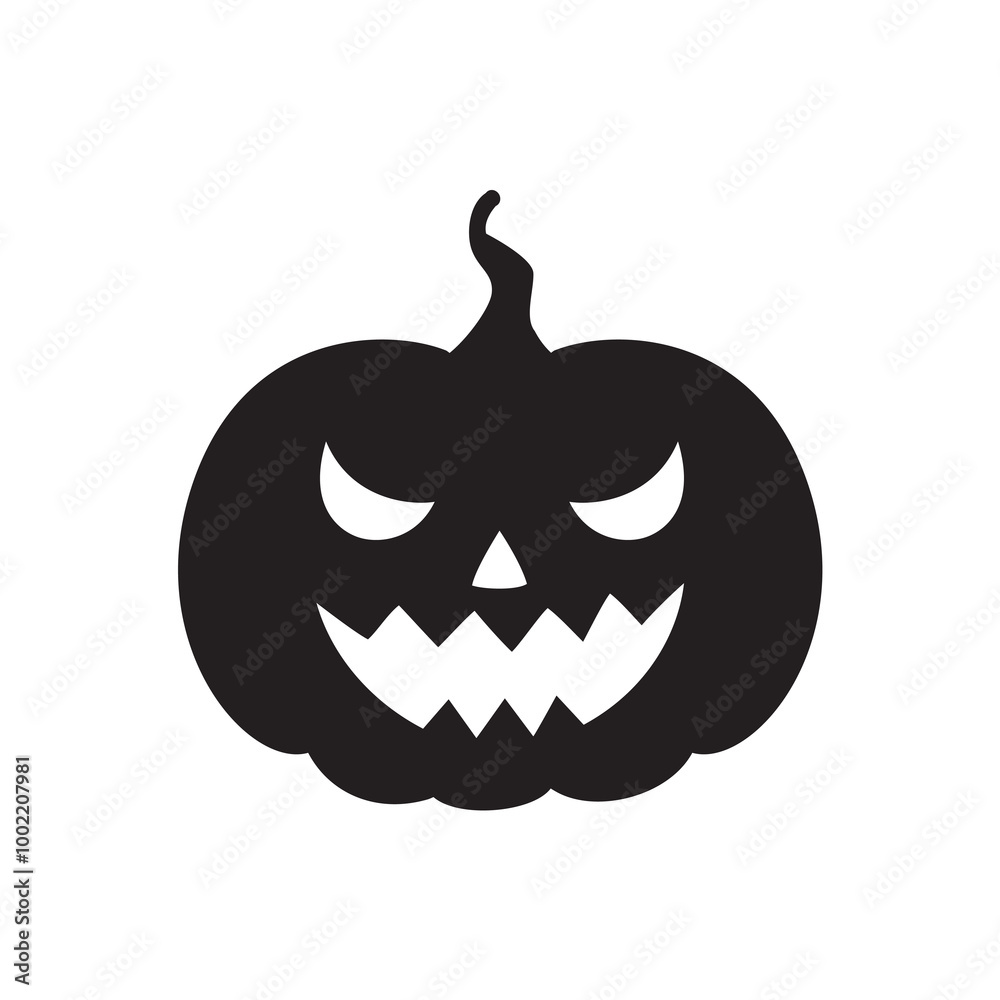 Halloween pumpkin silhouette isolated on white background.