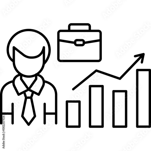 Employee Growth vector icon in outline style 