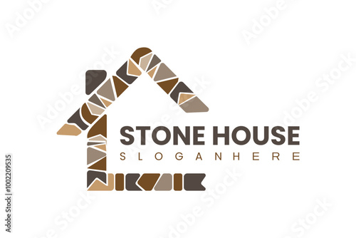 Stone House Logo: Modern and Elegant Design. Stone home icon, logo, symbol, stone home logo vector design illustration