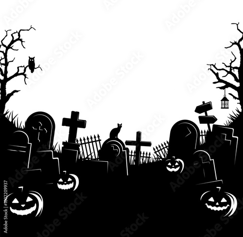 Halloween motif graveyard vector illustration
