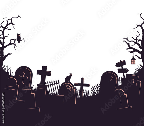 Halloween motif graveyard vector illustration