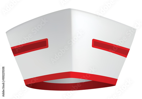 Nurse cap icon, white simple image isolated. Minimalist medical illustration