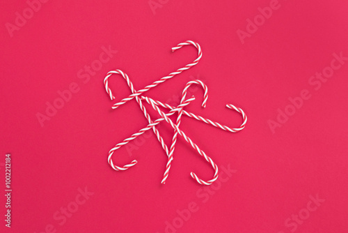 Red and white Christmas candy canes ornament, decorative ornaments