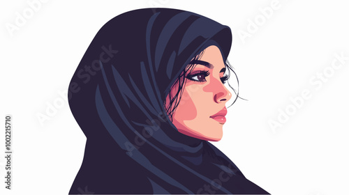 Illustration of a girl in a hijab. Arab girl.