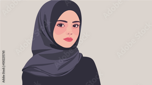 Illustration of a girl in a hijab. Arab girl.