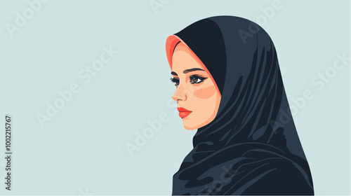 Illustration of a girl in a hijab. Arab girl.