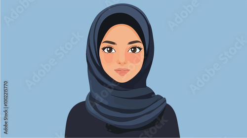 Illustration of a girl in a hijab. Arab girl.