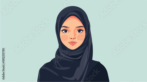 Illustration of a girl in a hijab. Arab girl.