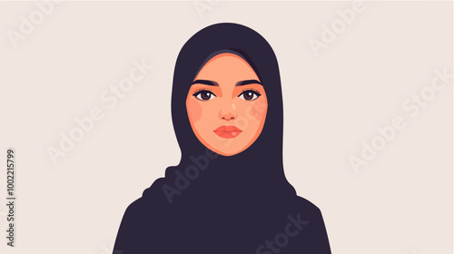 Illustration of a girl in a hijab. Arab girl.