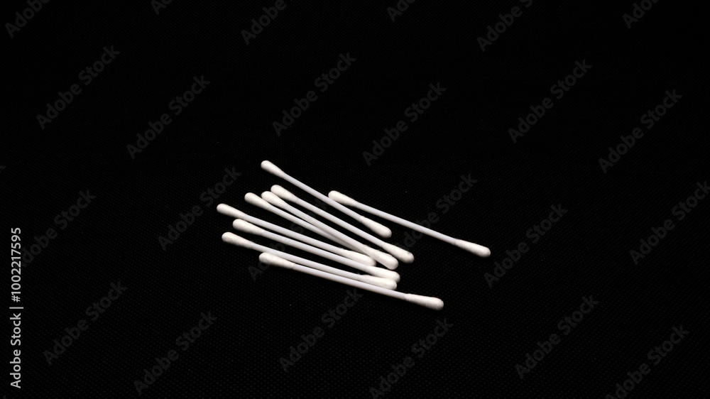 Cotton swabs isolated on black background Cotton swabs isolated on black background