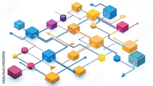 A detailed flow chart infographic showing a complex business process with colorful arrows and boxes.