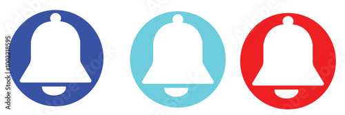 Notification bell icon. Alarm symbol. Notice message. Set of ringing bells with new notification. 