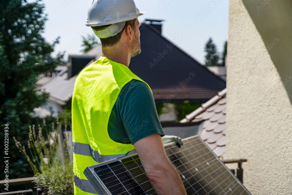 © Westend61 - Technician holding solar panel under arm © Westend61 - Technician holding solar panel under arm