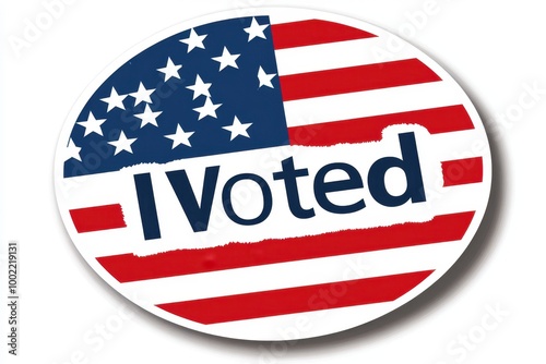 Free Download circle sticker with the word I Voted with American flag color background - GFXLoad