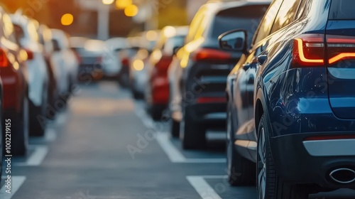 Wallpaper Mural Cars Parked at Sunset in a Parking Lot Torontodigital.ca
