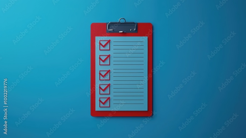 Smart Task Management: 3D Clipboard with Realistic Checklist in Blue Ambiance Smart Task Management: 3D Clipboard with Realistic Checklist in Blue Ambiance