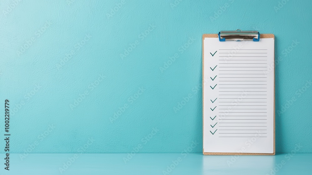 Efficient Task Management Concept with 3D White Clipboard on Blue Background