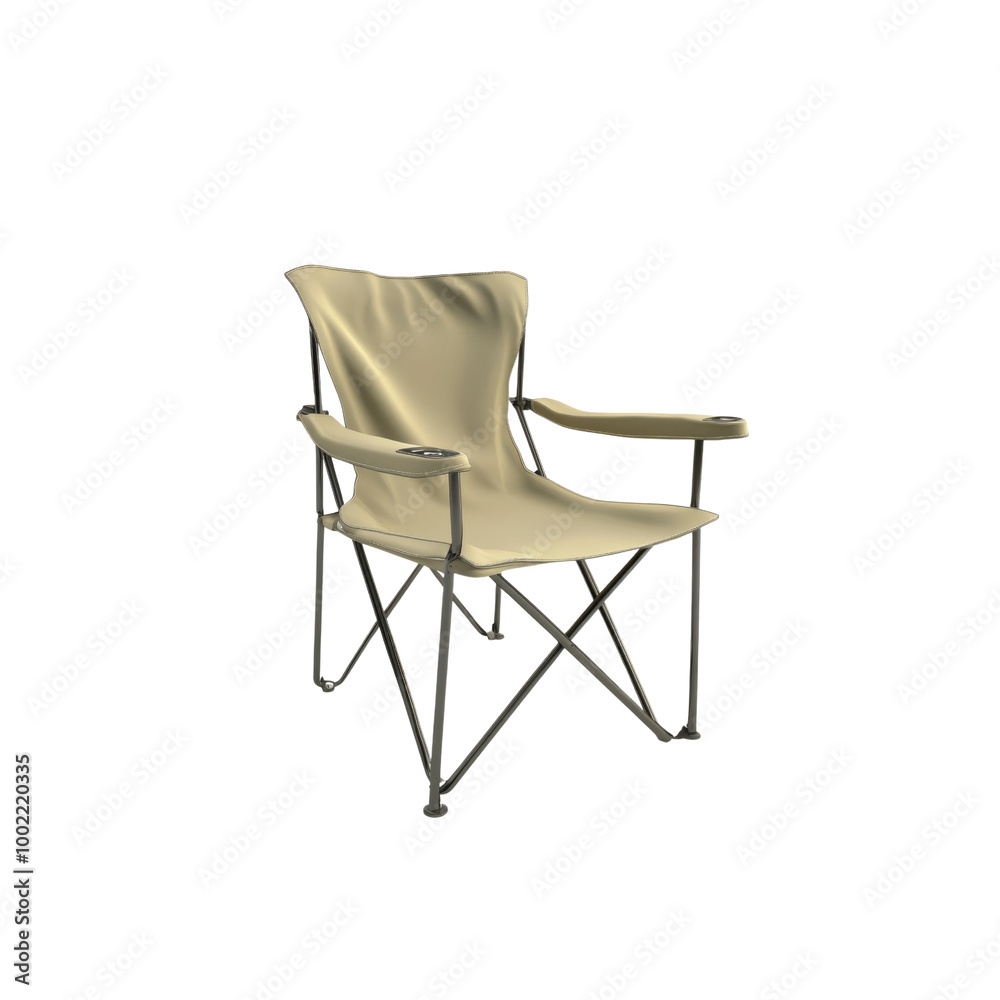 Beige Folding Camping Chair with Armrests Beige Folding Camping Chair with Armrests