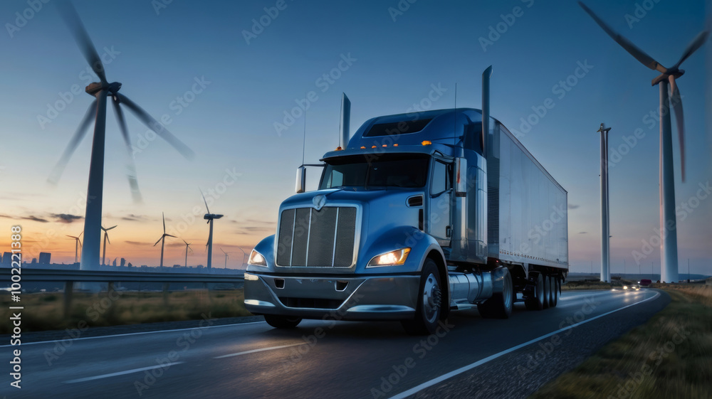 photorealistic image of a sleek, futuristic semi-trailer truck photorealistic image of a sleek, futuristic semi-trailer truck