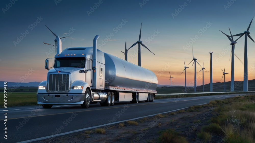 photorealistic image of a sleek, futuristic semi-trailer truck photorealistic image of a sleek, futuristic semi-trailer truck