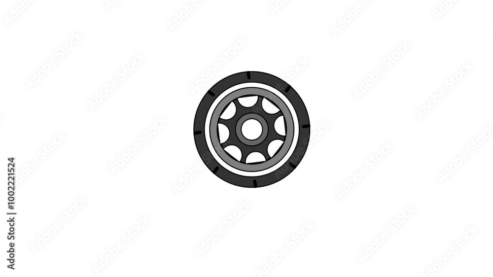 Car tire appears on white background. A slowly turning car tire. Car Tire Wheel Rotating on white color background. Car tire appears on white background. A slowly turning car tire. Car Tire Wheel Rotating on white color background.