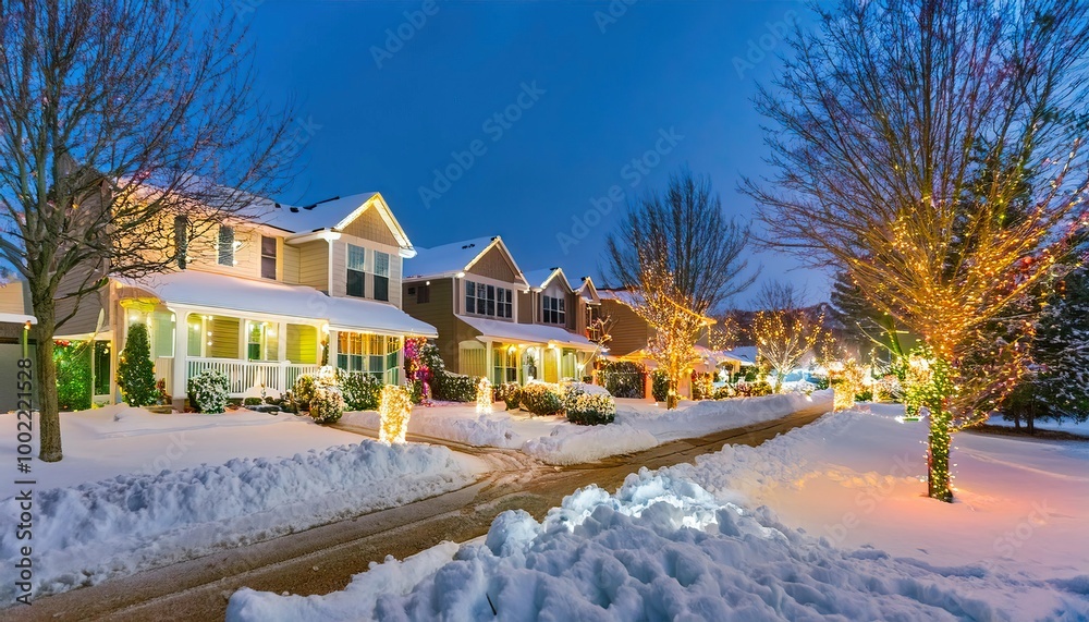 Christmas holiday lights in neighborhood Christmas holiday lights in neighborhood