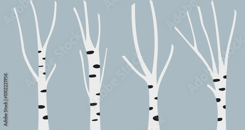 background, leafless birch tree illustration