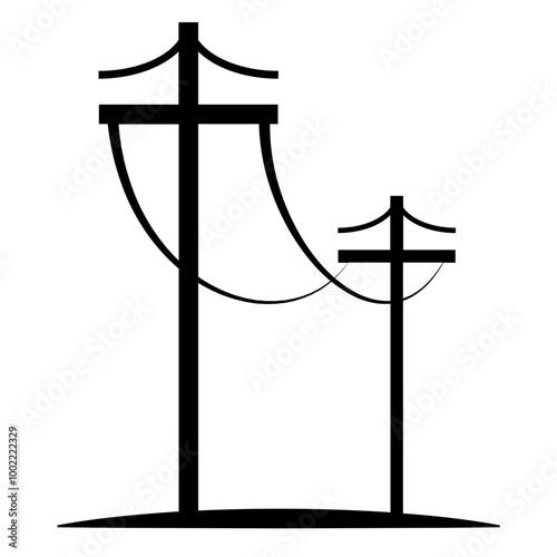 Power lines icon, silhouette