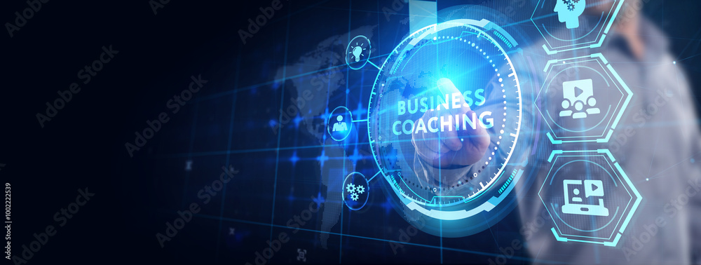 Business, Technology, Internet and network concept. Coaching mentoring education business training development E-learning concept. Business, Technology, Internet and network concept. Coaching mentoring education business training development E-learning concept.