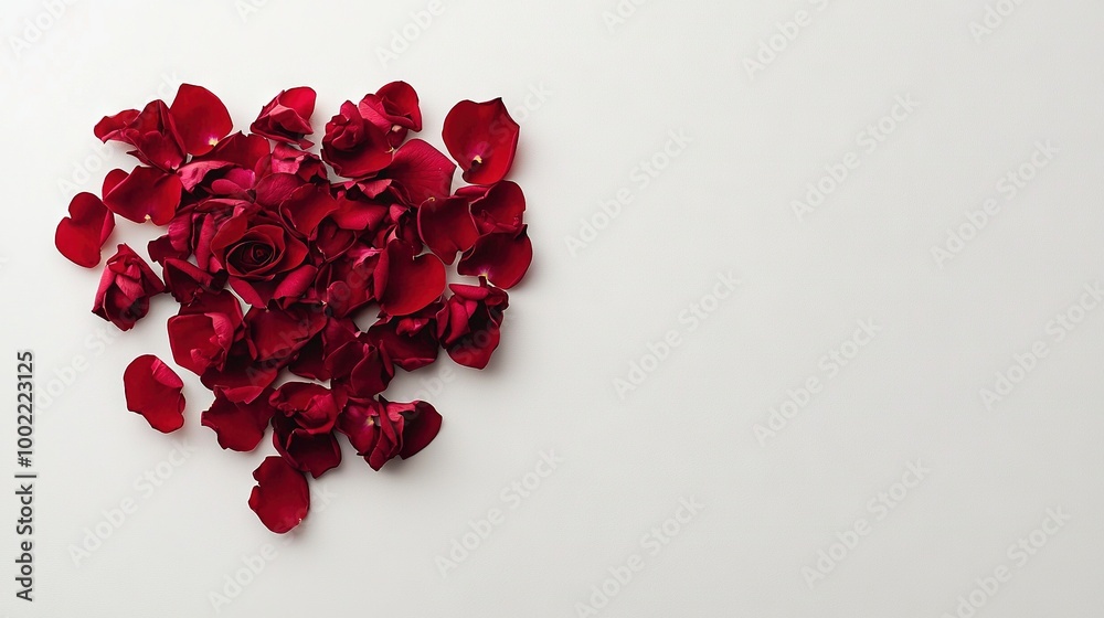 A cluster of red roses rests on a white background with a heart-shaped depression amidst their petals A cluster of red roses rests on a white background with a heart-shaped depression amidst their petals