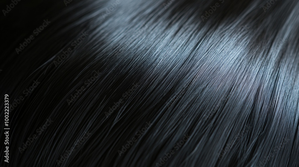 Close-up of Smooth Black Hair Strands Close-up of Smooth Black Hair Strands