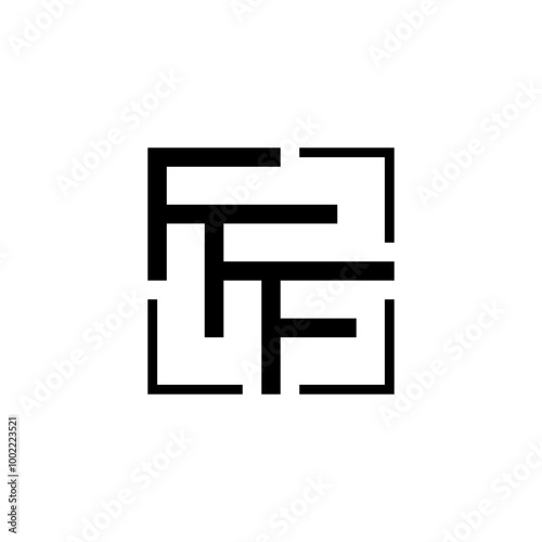 initial three letter fff  square outline logo