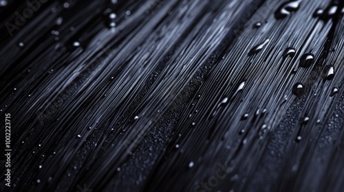 Water Droplets on a Black Striated Surface