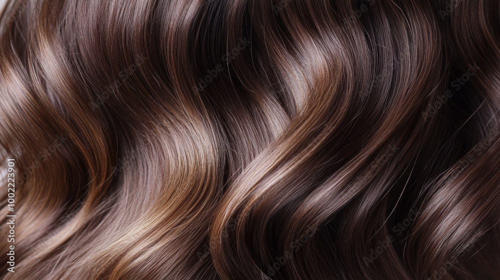 Close-up of Wavy Brown Hair with Subtle Highlights