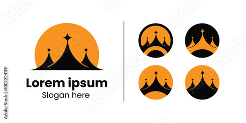 Circus Tent Logo for Entertainment, Carnival, and Festival vector illustration artwork. Circus Tent Logo set