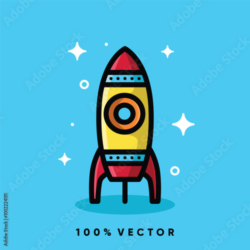 Rocket launching cartoon icon vector illustration