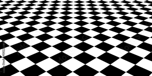 Floor in perspective with checkerboard texture. Empty chess board. Vector illustration.	