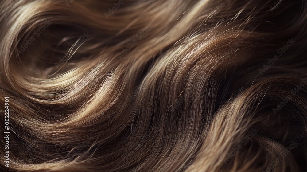 Close-up of Wavy Brown Hair with Subtle Highlights Close-up of Wavy Brown Hair with Subtle Highlights